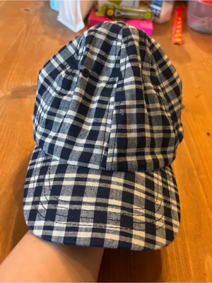 Draper James womens plaid adjustable baseball cap navy/white thumbnail 1