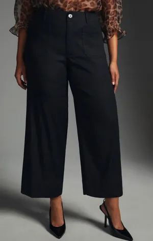 Anthropologie Maeve The Colette Linen Blend Wide-Leg Crop Pants, Size 33 Tall thumbnail 3