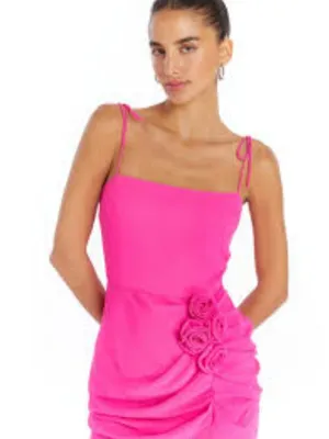 NWT AMANDA UPRICHARD Holly Dress Small Hot Pink Rosette Mini $255 thumbnail 5