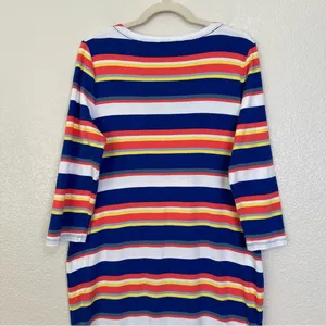 Lauren Ralph Lauren Multi Striped Lace Up 3/4 Sleeves Midi Dress, Size XL thumbnail 8