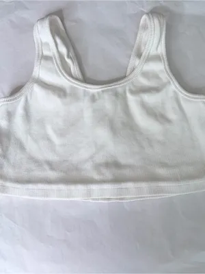White fox Ribbed Henley Crop Tank Top size large snap closure thumbnail 7