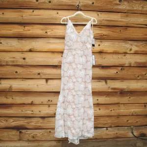 NWT Betsy & Adam Women's Embellished Floral Soutache Sleeveless Gown Dress White thumbnail 7