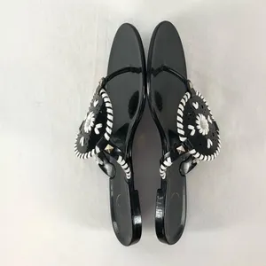 Jack Rogers Georgica Jelly Plastic Flip Flop‎ Sandal in Black White Size 10 thumbnail 5
