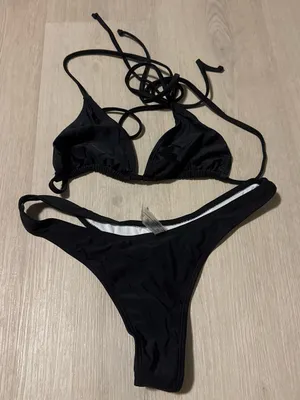 Classic Black String Triangle Bikini Set thumbnail 1