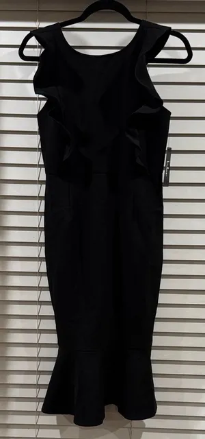 Lulu's Black Midi Ruffle Sheath Dress thumbnail 1