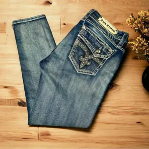 Rock Revival Barby Skinny Ankle Jeans Distressed Stretch Bling Size 34 thumbnail 1