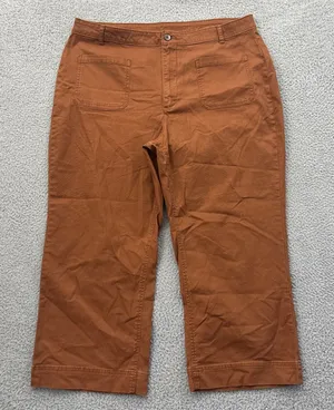 Old Navy High Rise Wide Leg Pants Burnt Rust Orange Retro Boho Women's 18 x 25 thumbnail 1