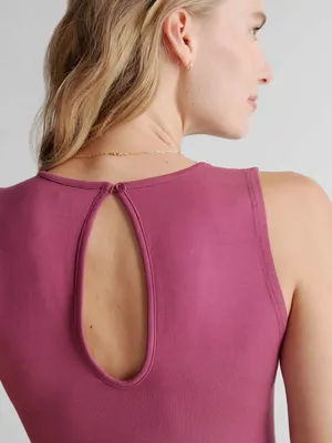 QUINCE Sleeveless V-Neck French Terry Modal Jumpsuit in Rose Size Large thumbnail 10