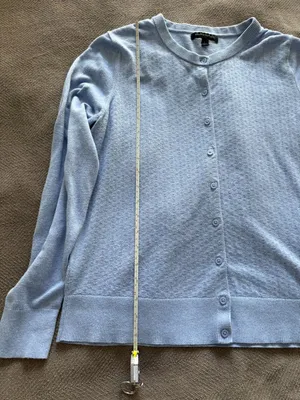 Banana Republic Womens Blue Pointelle Front Cardigan Sweater Sz L thumbnail 4