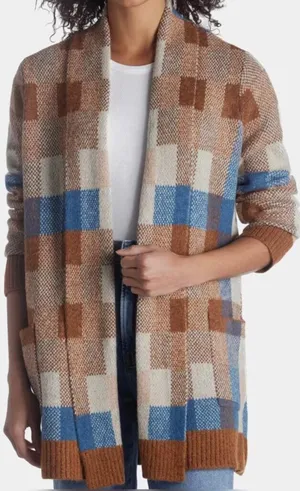 Fold Detail Plaid Coatigan‎ thumbnail 1