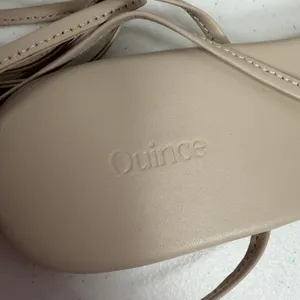 Quince 8 Flat Sandals Leather Ankle Wrap Square Toe Nude Strappy Minimalist Boho thumbnail 4