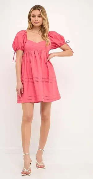 English Factory Pink Puff Sleeve Dress thumbnail 1