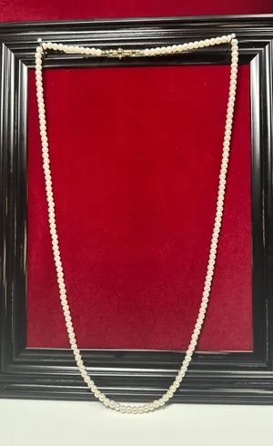 Avon signed white 5mm acrylic pearl bead necklace 33” thumbnail 1