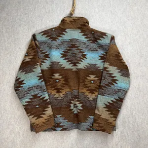 Black Mountain Outdoor‎ Women L Southwestern Fleece Jacket Brown Turquoise USA thumbnail 4
