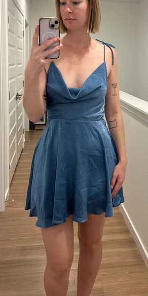 Olia Blue flowy mini dress Size M thumbnail 1