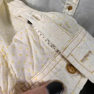 Maeve Polka Dot Button Up Shirt Cream Yellow‎ 12 Preppy Academia Anthropologie thumbnail 4