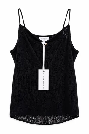 Torn by Ronny Kobo Cami Black‎ Open Knit Lace Tank Top Sleeveless Tank Large NWT thumbnail 1