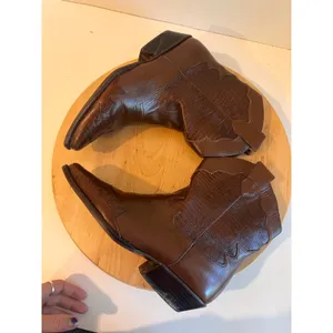 90s Nine West Brown Western Genuine Leather Point Toe Boot Size 7.5 Brazil Made thumbnail 6