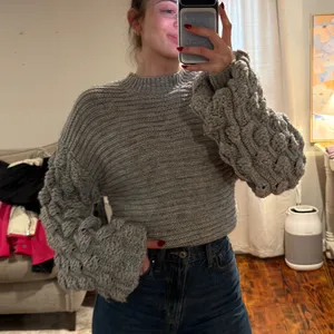 Grey Ballon Sleeve Warm Sweater Gray thumbnail 1