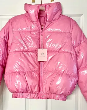 Ame Belle Women’s Shiny Pink Puffer Coat-XS thumbnail 2