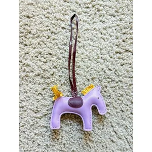 Lavender Faux Leather Horse pony‎ Bag Charm Keychain Accessory New thumbnail 3