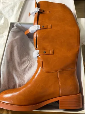 NEW Vegan Leather Knee High Boots Round Toe Chunky Low Heel Pull On Riding 7 thumbnail 4