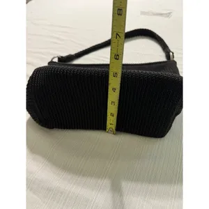 Lina Black Crochet Shoulder Bag Braided Strap Floral‎ Lining Hobo Handbag thumbnail 6