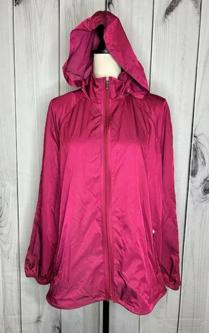Chicos Zenergy Women's Hooded Nylon Blend Full Zip Jacket Sz 3 (16/18) Pink thumbnail 1