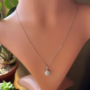 Sterling Silver CZ Fireball  Necklace thumbnail 1