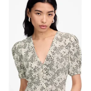 Madewell Dress Size 14 Harper Floral Ivory Puff Sleeve V Neck Midi Floral NU576 thumbnail 5