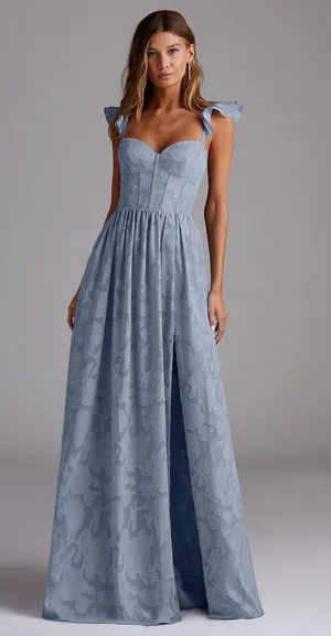 Azazie DENISSE POWDER BLUE CORSET MAXI DRESS thumbnail 1