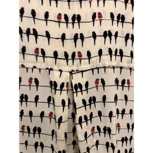 Jane and Delancey Women 2X Cream‎ Bird Print Button Down Roll Tab Rayon Shirt thumbnail 8