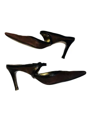 Nine West Brown Suede Slings with Buckle Detail thumbnail 6