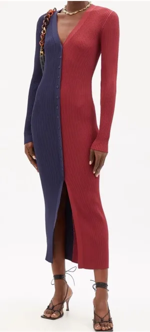 Staud Shoko Ribbed Long Sleeve Sweater Dress Small thumbnail 1