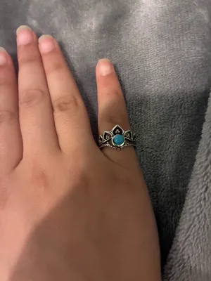 Western Bohemian Turquoise Crown Ring Silver Size none thumbnail 2
