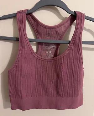 Free People Movement‎ Crop Tank Top Size XS Mauve Ribbed Athletic Athleisure thumbnail 1