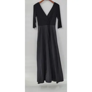 Alfred Sung Maxi Dress Womens 8 Black Ballet Top Taffeta Skirt V-Neck 3/4 Sleeve thumbnail 14