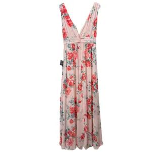 NWT Lulus Peach Pink Garden Meandering Blush Floral Chiffon Maxi Dress MEDIUM‎ thumbnail 7