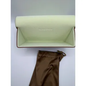 Burberry Tan Leather‎ Triangular Sunglasses Case with Dust Bag London England thumbnail 3