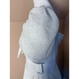 Bar‎ III Eyelet Mini Dress Womens 10 White New Tie Front Puff Sleeve Cotton thumbnail 13