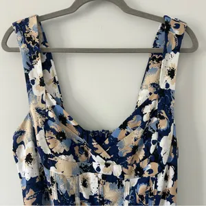 Lulu’s Sunny Attraction Navy Floral Linen Bustier Belted Mini Dress NWOT Large thumbnail 5