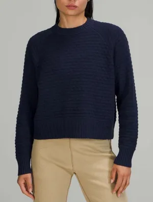 Lululemon 6 Texture Play Crewneck Cashmere Blend Sweater in Night Sea Blue thumbnail 1