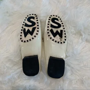 Stuart Weitzman white mules leather size‎ 10AA thumbnail 7