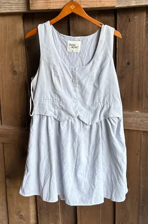 Paper Heart Australia Light Blue Twee Linen Blend Vest Dress thumbnail 1