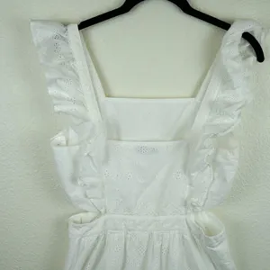 Madewell Eyelet Ruffle Mini‎ Dress 8 White Cutout Cotton Summer Boho Romantic thumbnail 9