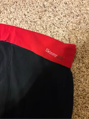 Skinny Girl Black Wide-Leg Yoga Pants Flare Leggings with Red Waistband thumbnail 2
