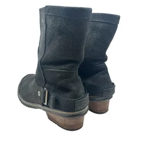 Sorel Slimshortie Waterproof‎ Leather Moto Boots Black Buckle Womens 9 thumbnail 11