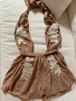 Deep V Romper Tan thumbnail 5