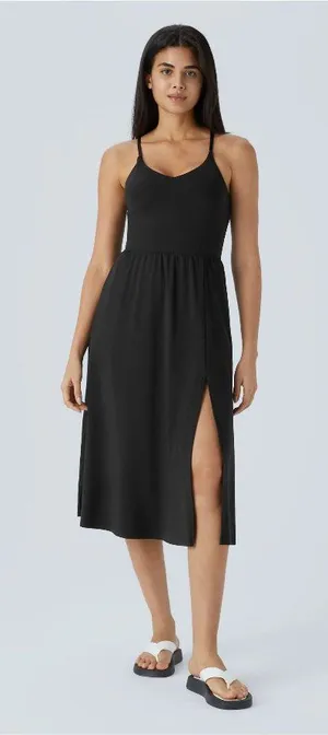 Halara Everyday Midi Chill Dress-La Land Pockets Black M thumbnail 1