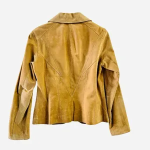 Siena Tan Suede Leather Blazer Jacket Women’s Size 4 Tailored Button Front thumbnail 4